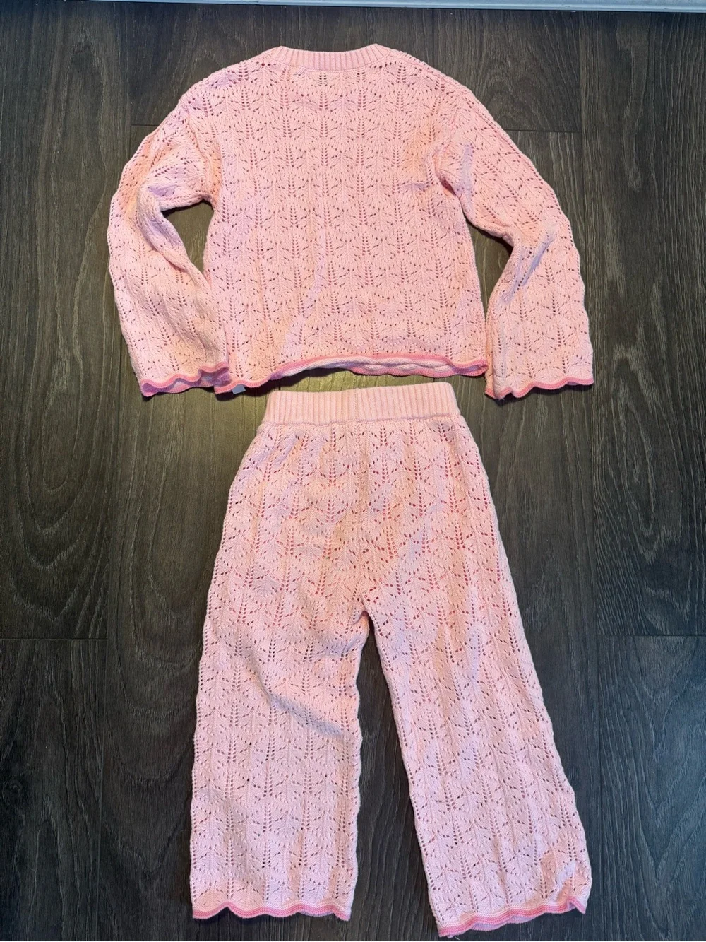 Girls' Pink Knit Two-Piece Pajama Set